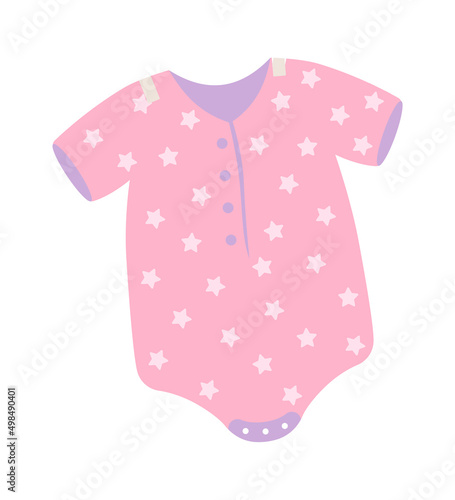 Pink baby romper. Vector illustration