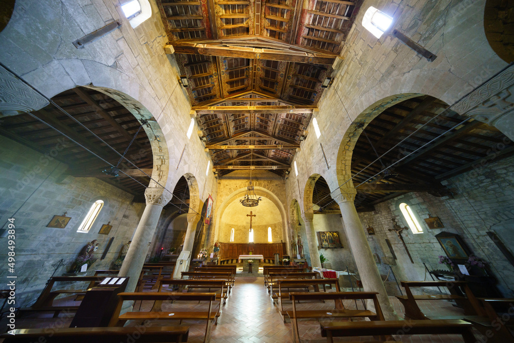 Medieval church of Saints Cornelio and Cipriano at Codiponte, Tuscany, interior