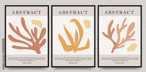 Collection of minimalist aesthetic posters and abstract pastel color elements on isolated background. A large collection of elements, unusual forms in the art Matisse style, hand-drawn