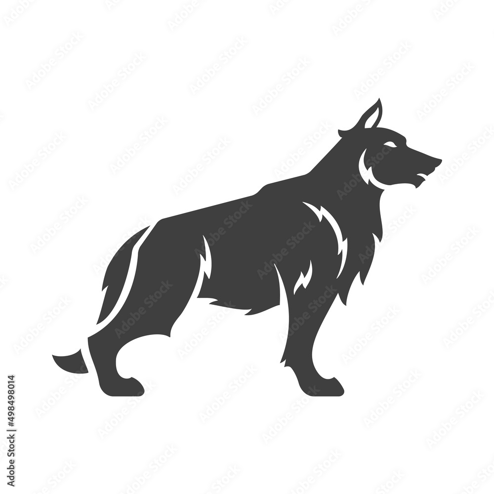 Wolf logo emblem template mascot symbol for business or shirt design. Vector vintage design element.