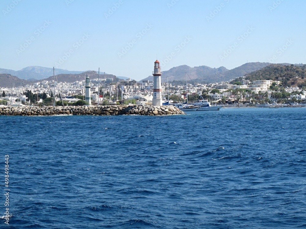 Turgutreis port in Turkey on the Bodrum Peninsula, Muğla District,
Sea, harbor, lighthouse, travel, peninsula, turgutreis, vacation, resort, summer, karatoprak, bay, coast, island, peninsula, 