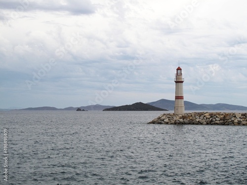 Turgutreis port in Turkey on the Bodrum Peninsula, Muğla District, Sea, harbor, lighthouse, travel, peninsula, turgutreis, vacation, resort, summer, karatoprak, bay, coast, island, peninsula, 