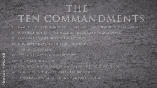 Foto The Ten Commandments engraved on stone 3d illustration