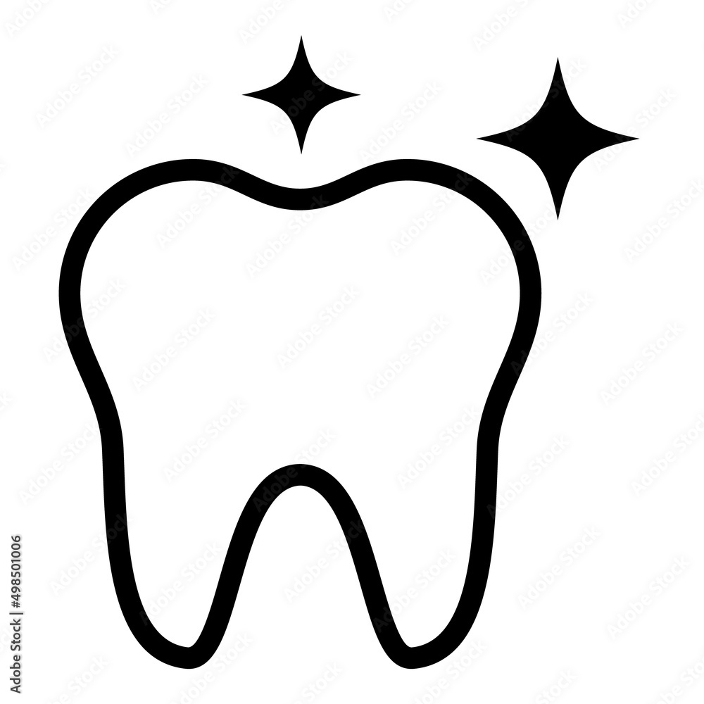 Shine Tooth Flat Icon Isolated On White Background Shine Tooth Flat Icon Isolated On White Background