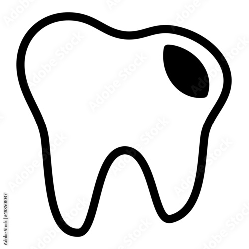Molar Cavity Flat Icon Isolated On White Background