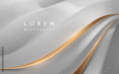 Fotografia Abstract white waved background with golden lines