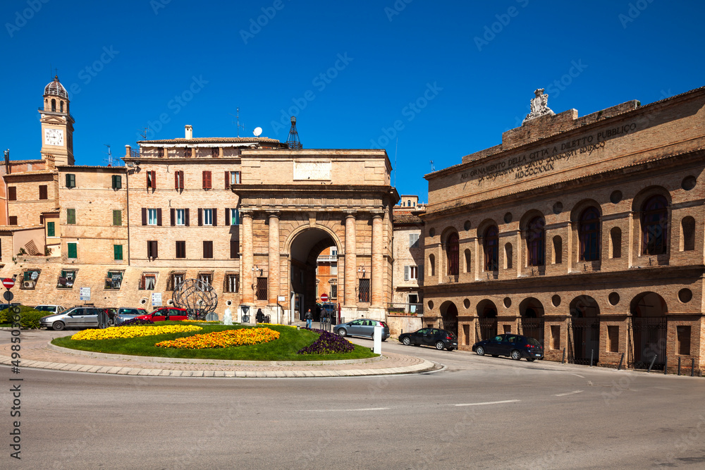 Macerata Marche Italy - Main City gate and Sferisterio Medieval Theatre