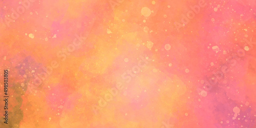 Red Orange And Yellow splatter Background With Watercolor Stains And Blotches And Grunge Texture Design  Colorful Textured. Abstract colorful splatter background. Red and orange texture of crackts.