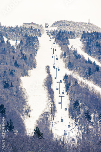 Ski lift Killington Ski Resort Vermont on mountainside