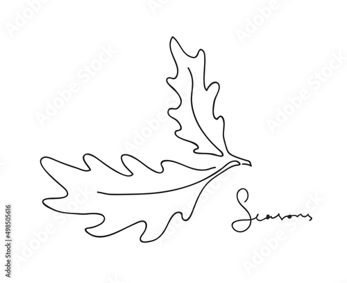 Oak leaf illustration. Hand drawing abstract vector graphic. Eco and nature concept. Continuous line art vector illustration