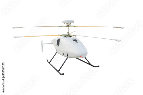 Unmanned drone helicopter skid landing gear chassis, isolated on white background.