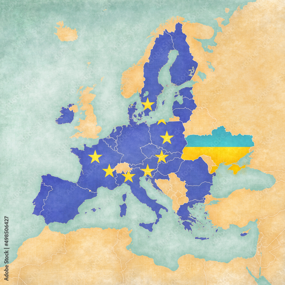 Map of Europe - Ukraine and EU