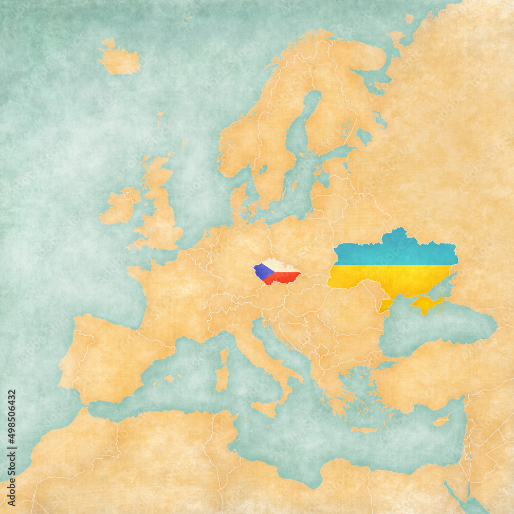 Map of Europe - Ukraine and Czech Republic