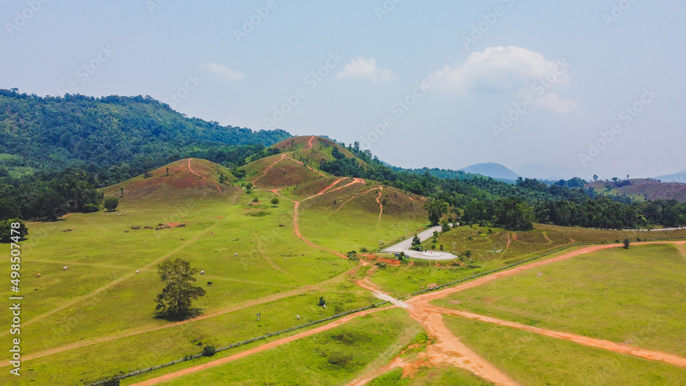 Grass Mountain, Ranong Province, in Thailand is unusually beautiful as a tourist attraction. Thailand tourism concept