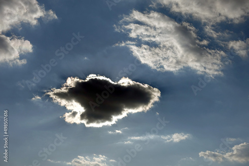 black cloud forming in the blue sky, dark cloud forming in different and interesting shapes,