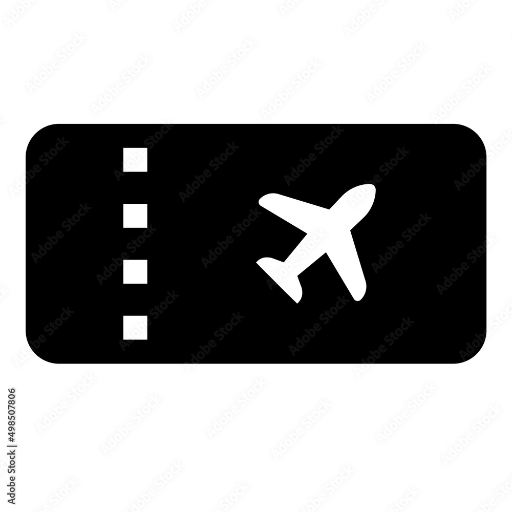 Fototapeta premium Airline Ticket Flat Icon Isolated On White Background