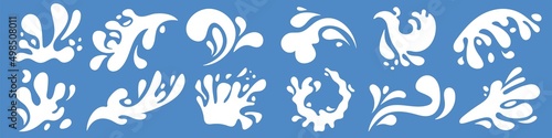 White Milk Splashes. Vector elements isolated on blue