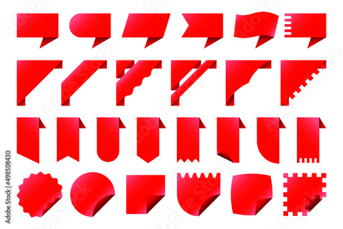 Set of corner ribbons, badges, folded labels and banners. Vector illustration