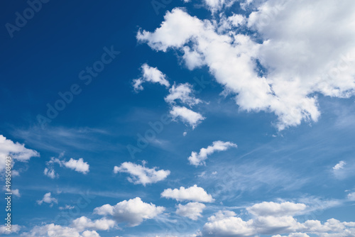 White cumulus clouds in blue sky  beautiful cloudscape background