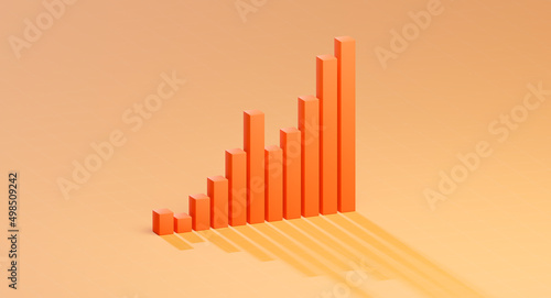 3D process bar chart trend design for business presentation  investment graph infographic background illustration with copy space
