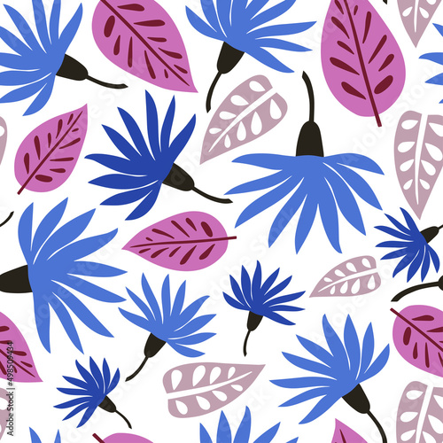 Botanical seamless pattern on a white background. Design for paper, fabric, i...