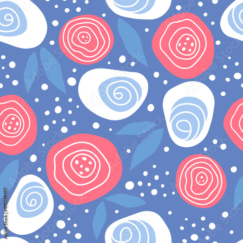 Floral abstract seamless pattern. Blooming Flowers, Floral paper, Spring Scra...