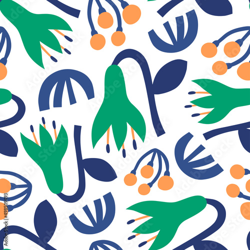 Floral abstract seamless pattern. Nice pattern in modern style.  Vector hand ...