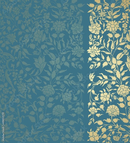 wedding card design, traditional paisley floral pattern , royal India	