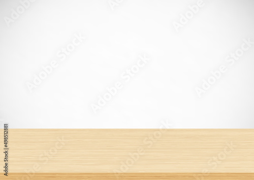 Empty brown wood table top on gray background © natrot