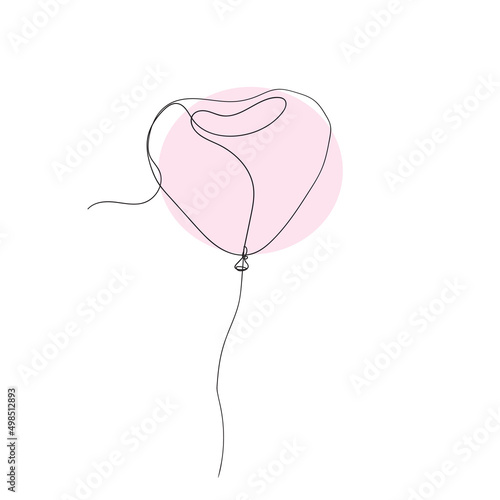 continuous line drawing love balloon illustration vector isolated