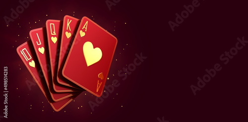 Fotografering casino cards poker blackjack baccarat Black And Red Ace Symbols With Golden Meta