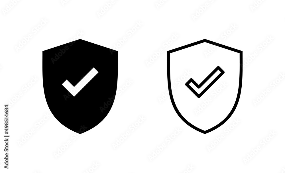 Shield check mark icon vector. Protection approve sign. Insurance icon Shield check mark icon vector. Protection approve sign. Insurance icon