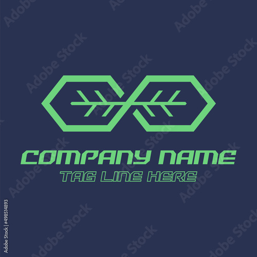 Logo template of infinity symbol made by two leaves