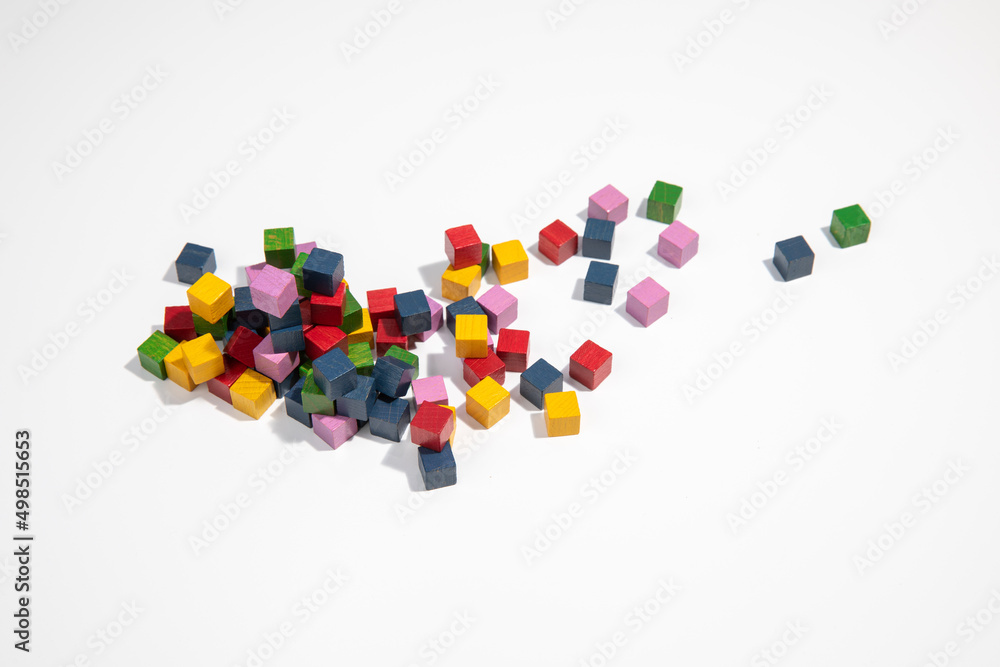 Colorful blocks on a white table Colorful blocks on a white table