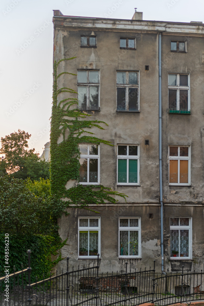Building, old tenement, apartment block, house, windows.