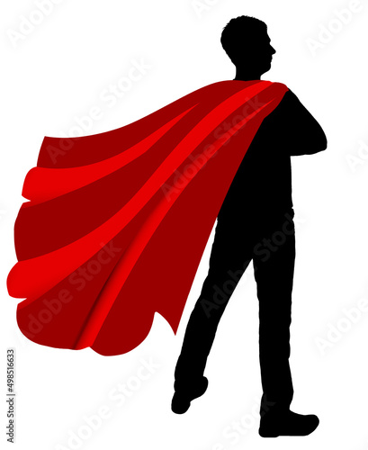 Vector silhouette of a business man superhero