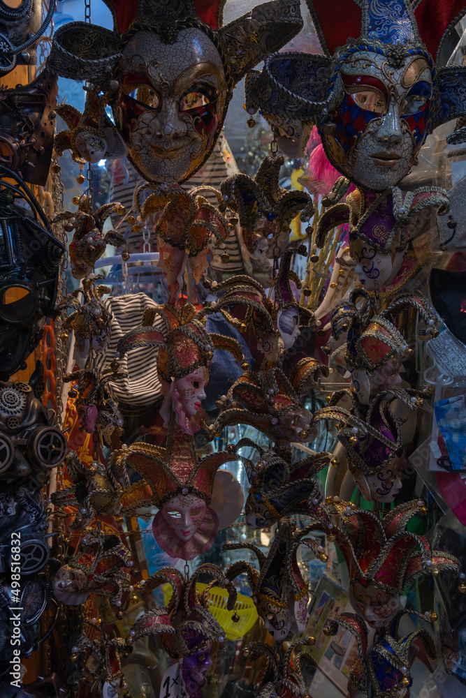 View of Venice Carnival Masks group, Italy