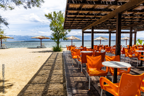 Fototapeta Naklejka Na Ścianę i Meble -  Cafe on the beach, Mediterranean Sea, Croatia
