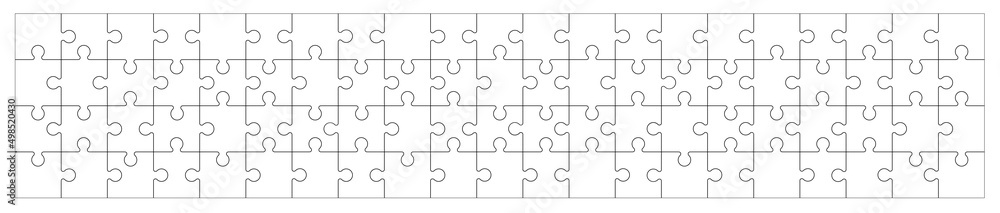 Set of black and white puzzle pieces isolated on a white background. Vector illustration