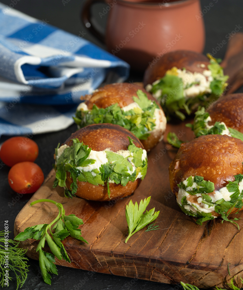 Small, delicious, cheese and parsley pastry Small, delicious, cheese and parsley pastry