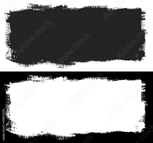 Hand painted black block of paint texture isolated on white background with clipping mask (alpha channel) for quick isolation.
