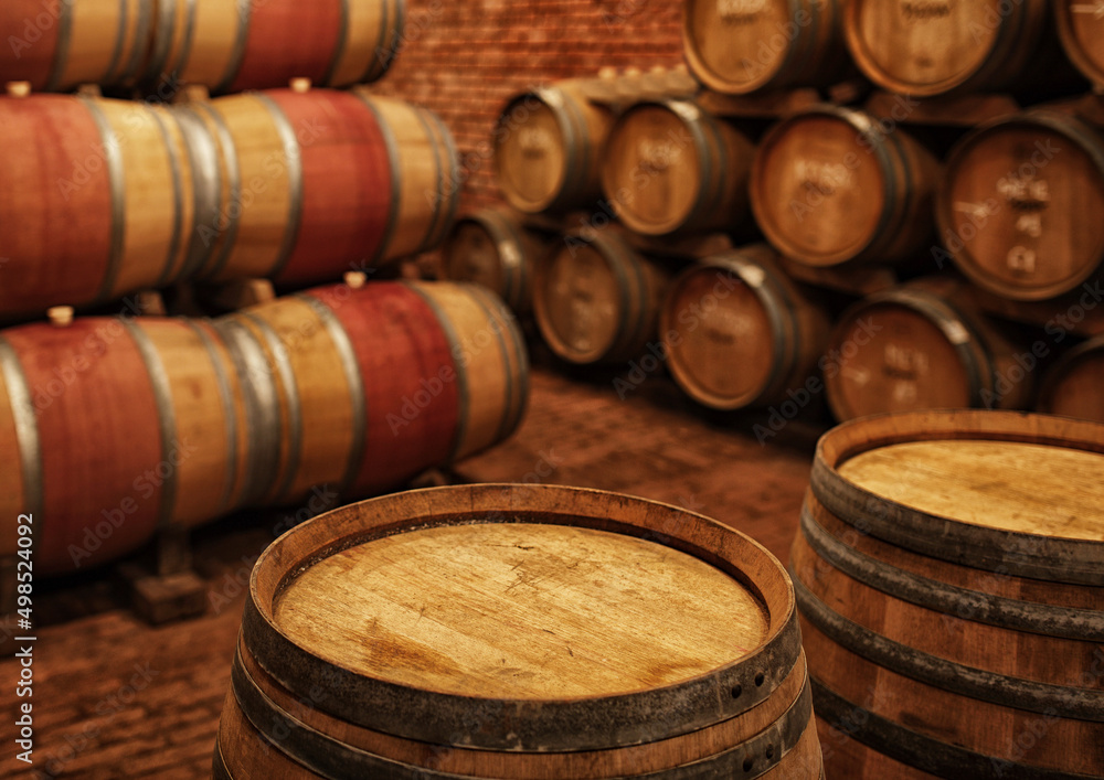 Wine barrels in wine-vaults in order Wine barrels in wine-vaults in order