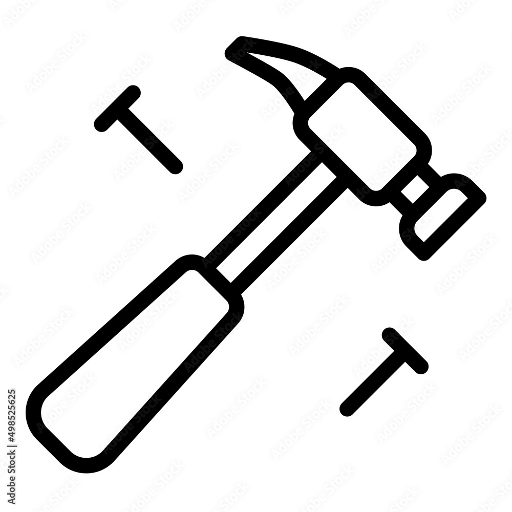 Hammer And Nails Flat Icon Isolated On White Background Hammer And Nails Flat Icon Isolated On White Background