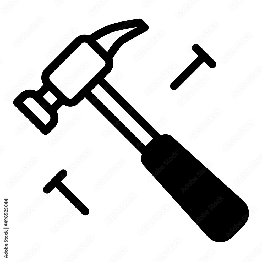 Hammer And Nails Flat Icon Isolated On White Background Hammer And Nails Flat Icon Isolated On White Background