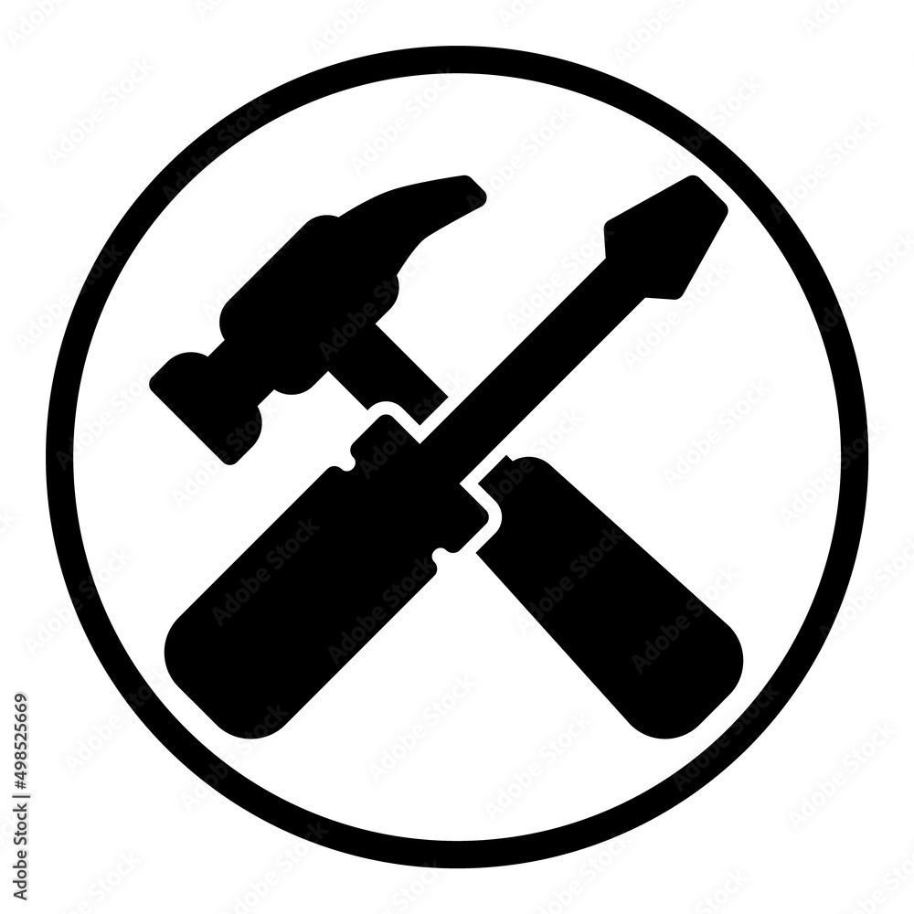 Hammer And Screwdriver Flat Icon Isolated On White Background Hammer And Screwdriver Flat Icon Isolated On White Background