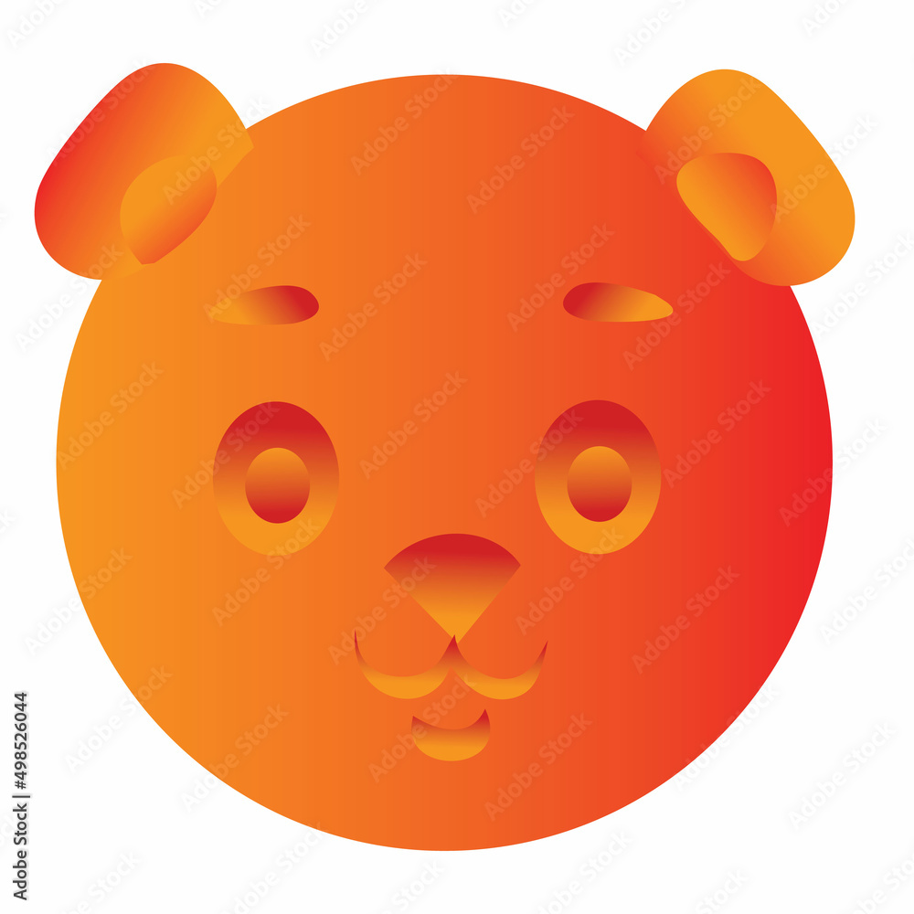 orange bear head molded from plasticine, cartoon illustration, isolated object on white background, vector, orange bear head molded from plasticine, cartoon illustration, isolated object on white background, vector,