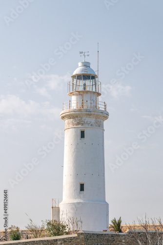 The Paphos white lighthouse in Cyprus.