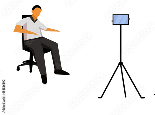 guy technology blogger recording video on camera. african man showing new smartphone functional testing blog concept modern apartment interior closeup horizontal