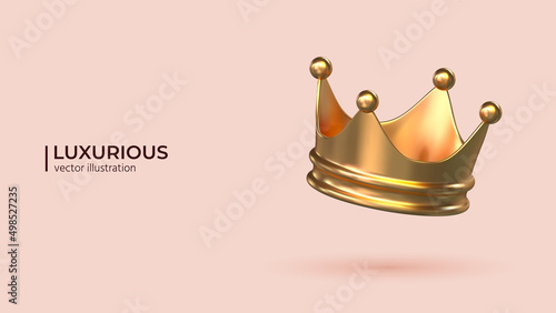 Photo 3D Vector Gold royal king crown