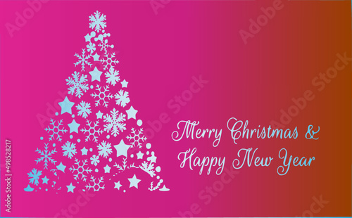 Happy New Year and Merry Christmas. Greeting card vector